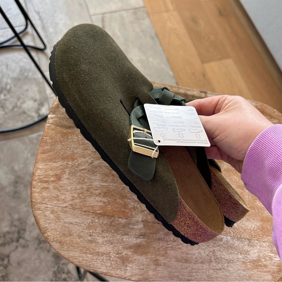 New Birkenstock Boston Braid Clogs Thyme Suede Free People - Picture 7 of 7